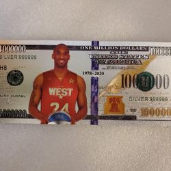 Kobe Bryant NBA All Star 1000000 dollar SILVER-PLATED Banknote New Condition