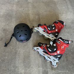 Adult Rollerblade with Helmet (Mint, Good as New. Size 11 but fit pretty much all sizes with adjustable straps)