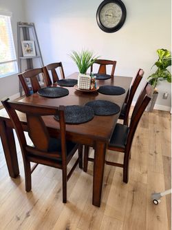6 chairs adjustable dining table