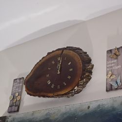 Hand Made Wood And Ceramic Glass Clock