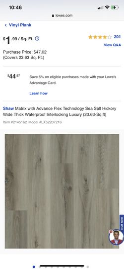 Shaw Matrix with Advance Flex Technology Sea Salt Hickory Wide Thick Waterproof Interlocking Luxury (23.63-Sq ft)