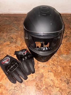 helmet for motorcycle and gloves