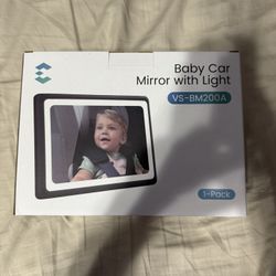 Baby Car Mirror with Light 2-Pack, 7 RGB Colors, 360° Adjustable Rear Facing