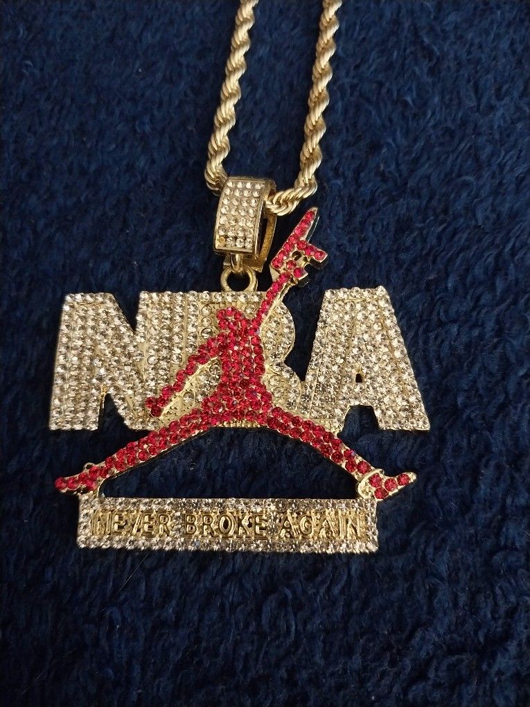 Men's Gold Rifle Bling Chain Necklace