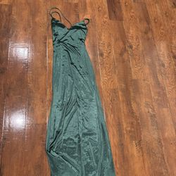 Satin Green Long Dress