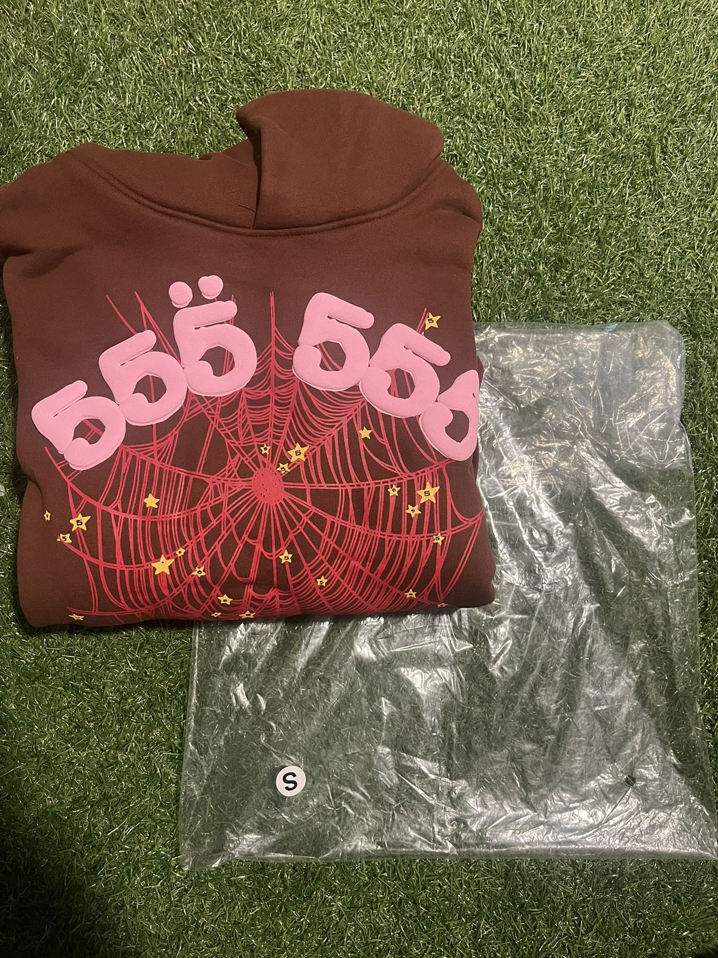 *BRAND NEW* SP5DER 555 ANGEL NUMBER HOODIE “BROWN/PINK” S