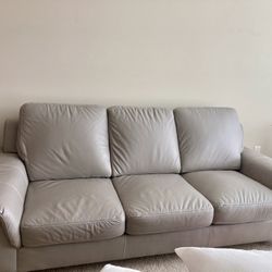 Authentic Dania Genuine leather  Cream Couch-New