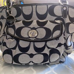 Coach Signature C Black Grey Tote Bag