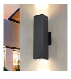 Outdoor Wall Lights 14 in Up and Down Outdoor Sconce Lights,3000K Black Modern Porch Lights Wall Mount,Outside Light Fixtures For House,Front Door,Pat