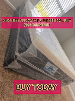 King mattress pillow top and box spring set (2pc - brand new)