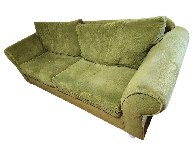 2 olive green sofas