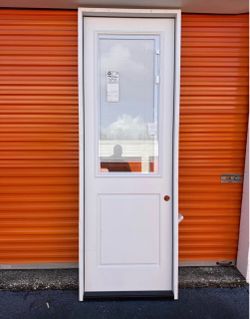32" X 96" Full Mini Blind 8' Prehung Exterior Fiberglass Door - Left Hand Outswing