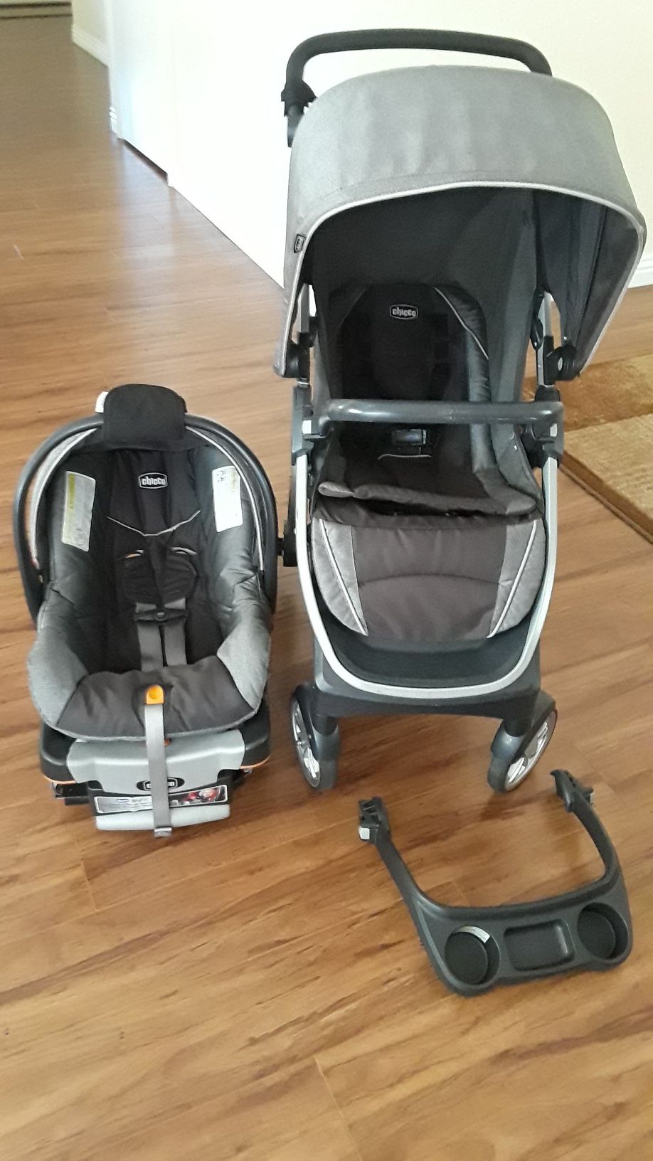 Chicco Bravo Travel System stroller and car seat with base.