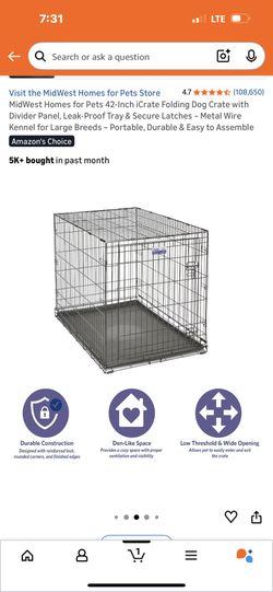 MidWest Homes for Pets 42-Inch iCrate Folding Dog Crate