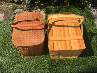 1) Vintage 1940 to 1960 Quality Red-Man Picnic Basket and 2) Nicolas Vahe/Veuve Clicquot Picnic Basket