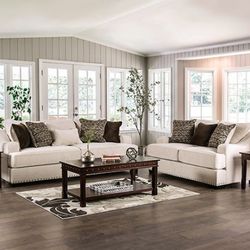 Brand New Beige Sofa And Love Seat Pillows Included 