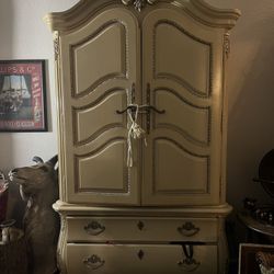 Tall Vintage Ornate Antique Armoire Wardrobe Cabinet 