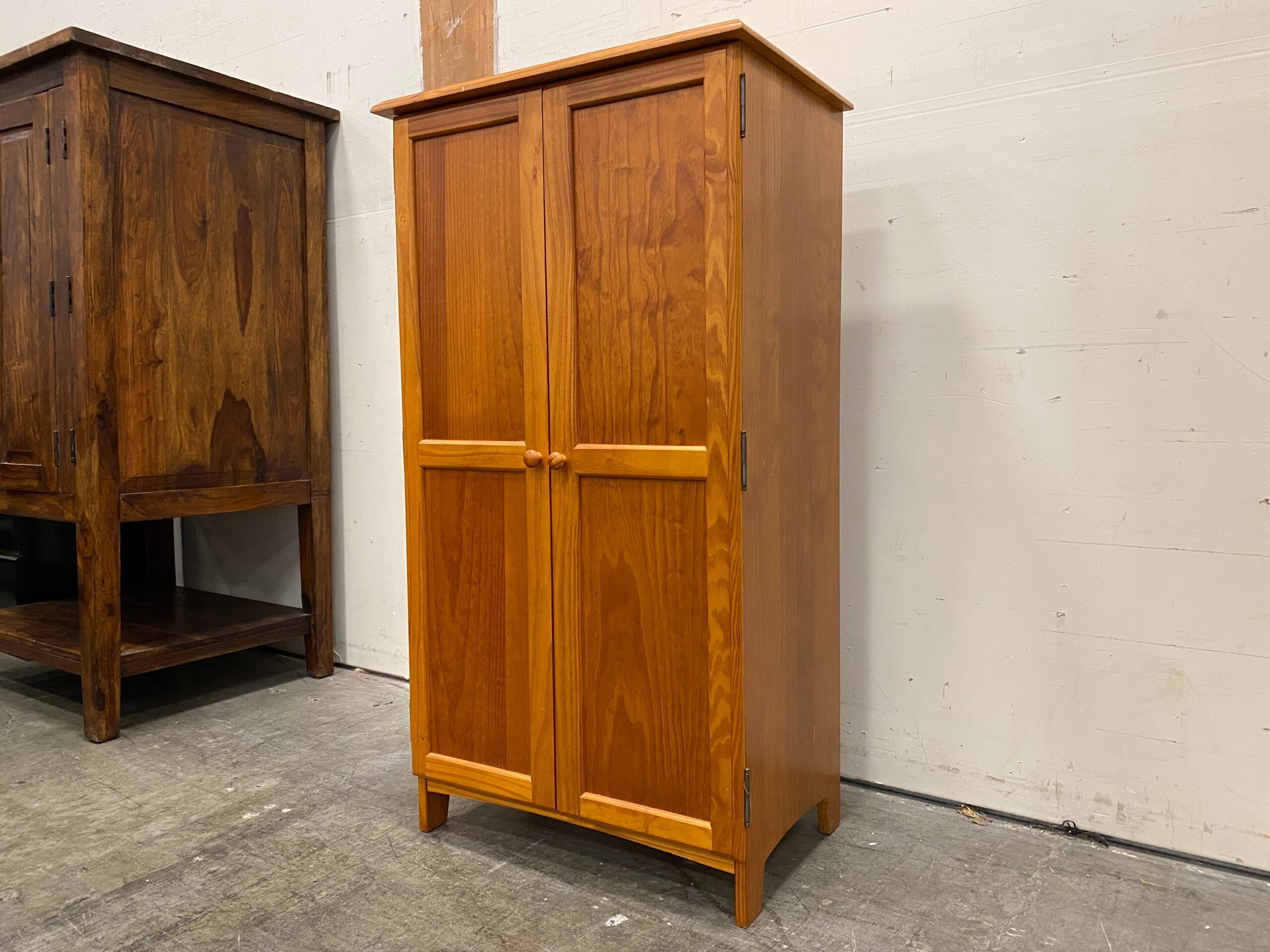Petite Computer Desk Armoire with Cork Boards and Keyboard Tray