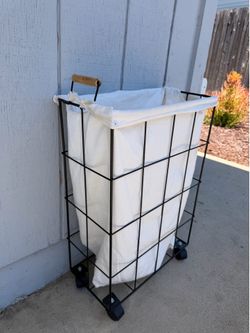 Rolling Laundry Hamper with Removable Canvas Liner