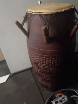 hand-carved West African Kpanlogo drum,