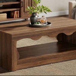47-Inch 2-Tier Coffee Table, Farmhouse Center Tables for Living Room