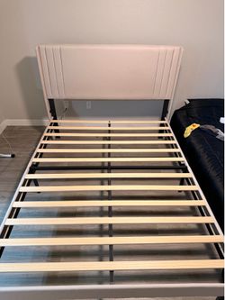 Beige bed frame- Queen