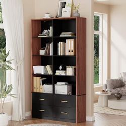 ❤️🔥 70" Tall Bookcase with Storage, Modern Bookshelf with Adjustable Open Shelves,