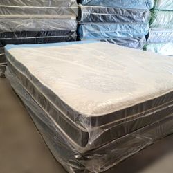 NEW QUEEN-SIZE PILLOW TOP MATTRESS AND BOX SPRING 