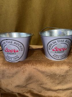 Two Coors Tin Pails