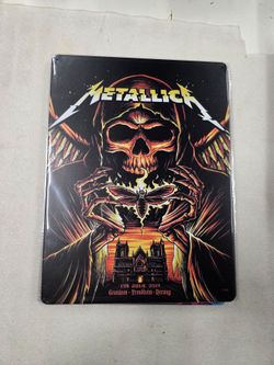 Metallica heavy metal rock music band faux vintage metal sign