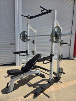 Squat Rack  w/  Bench  &  Weights  DR0P0FF AVAIL. READ BELOW. FIRM PRICE.