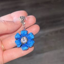 painted flower crystal pendant