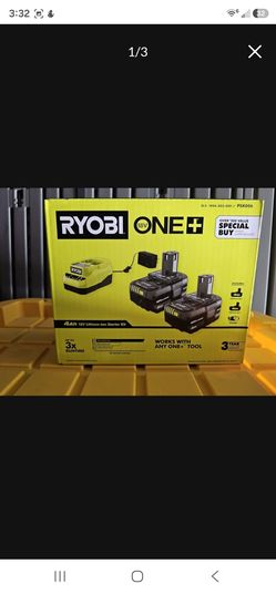RYOBI KIT 2  BATTERIES+ 1 CHARGER. New.