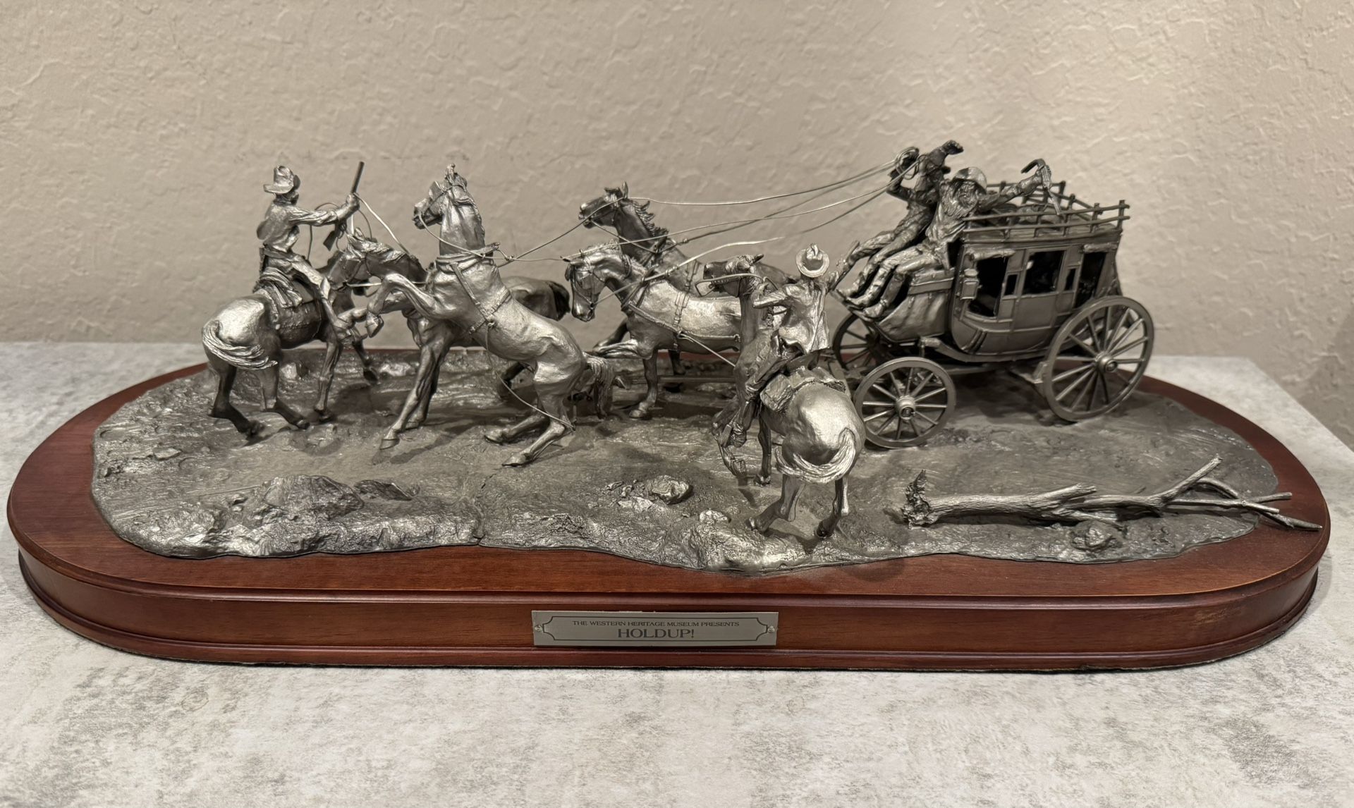 1976 Western Heritage Museum Pewter Sculpture "Holdup!" by Gordon Phillips