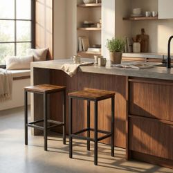 Homy Casa KILBY 26” VINTAGE Industrial Bar Stool Set of 2