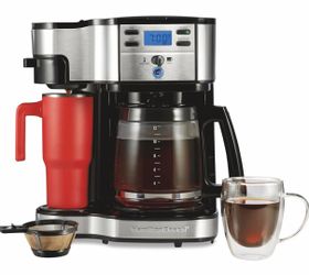 Hamilton Beach 2-Way Brewer Coffee Maker, Single-Serve and 12-Cup Pot, Black/Stainless Steel, Carafe