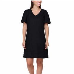 Elegant Black Linen V-Neck Dress
