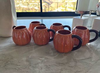 6 pumpkin mugs cups great for fall