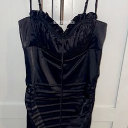 RARE Y2K BETSEY JOHNSON LITTLE BLACK DRESS TIE UP BACK