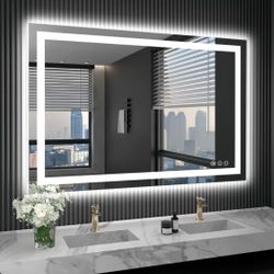 59x36 MIRROR Touch Button Bathroom Mirror 59 x 36 Switchable Color LED with Defogger