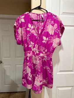 Pink Floral Short Sleeve Romper
