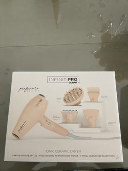 Infinitipro Conair Infiniti Pro Hair Dryer with Diffuser Plus 2 Other Attachments and Drawstring Storage Bag
