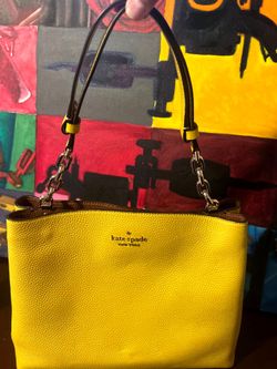 Kate Spade New York Yellow Pebbled Leather Tote
