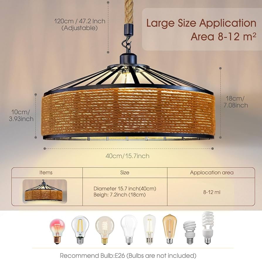 Chandelier Farmhouse Rattan
