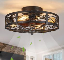 ❤️‍🔥 #1 20" Caged Farmhouse Flush Mount Ceiling Fan