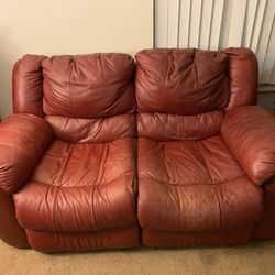 Reclining Leather Loveseat $300