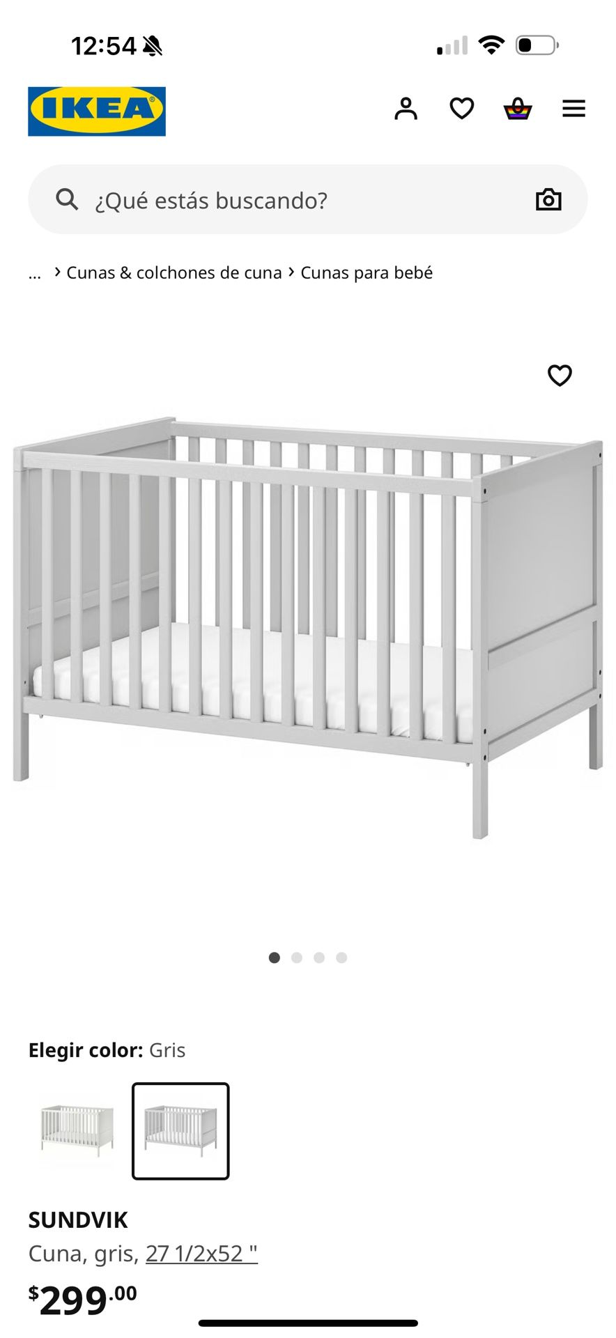 White Wooden Convertible Crib with Adjustable Base & Removable Side