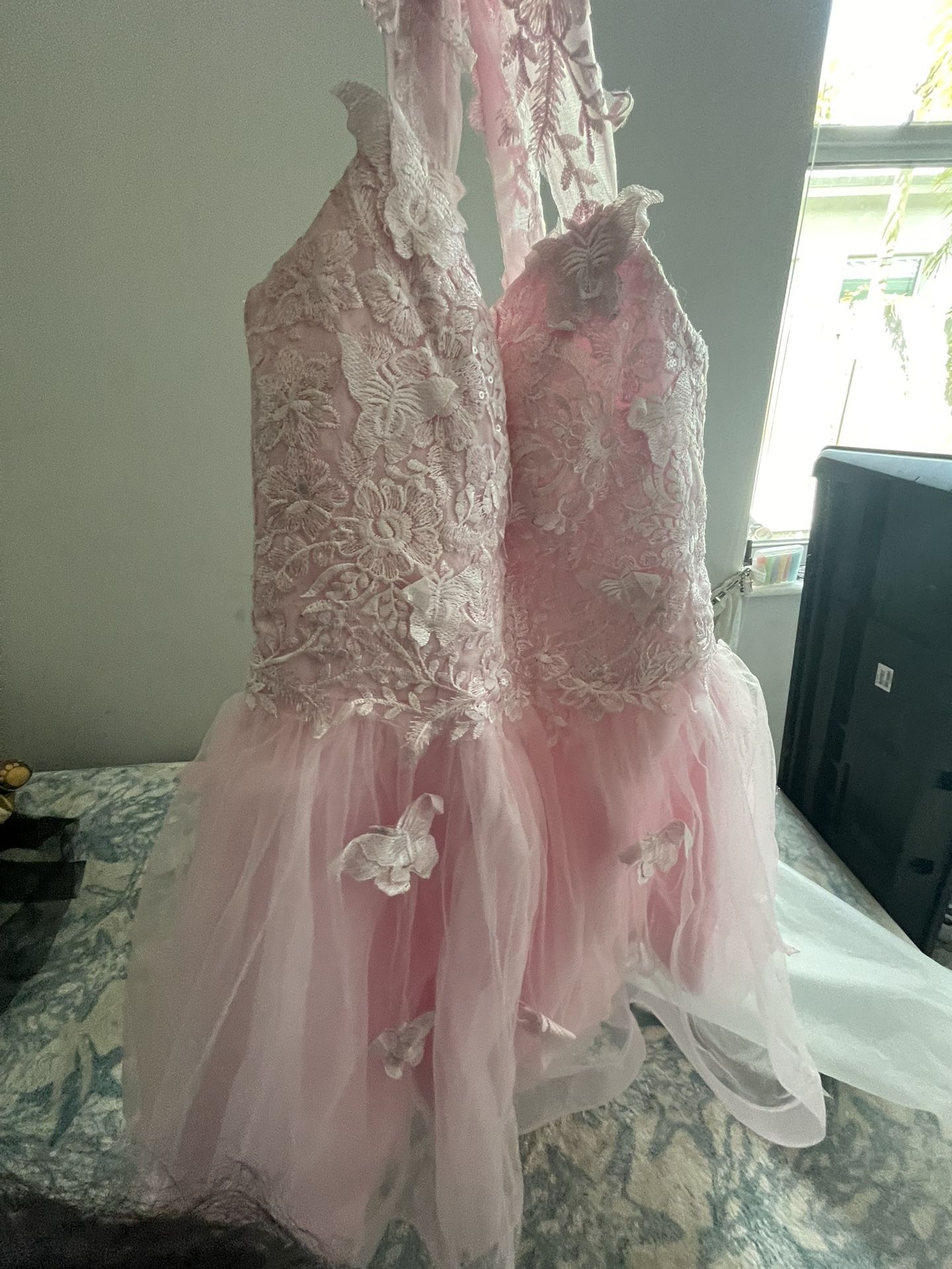 Pink Dress With 3D Butterfly