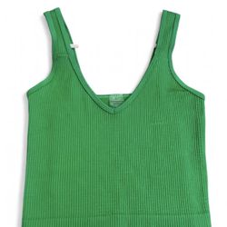 Green Ribbed Cropped Tank Top