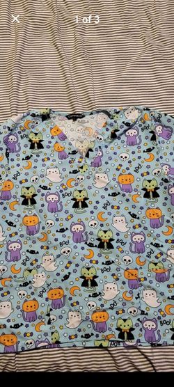 Halloween scrub top